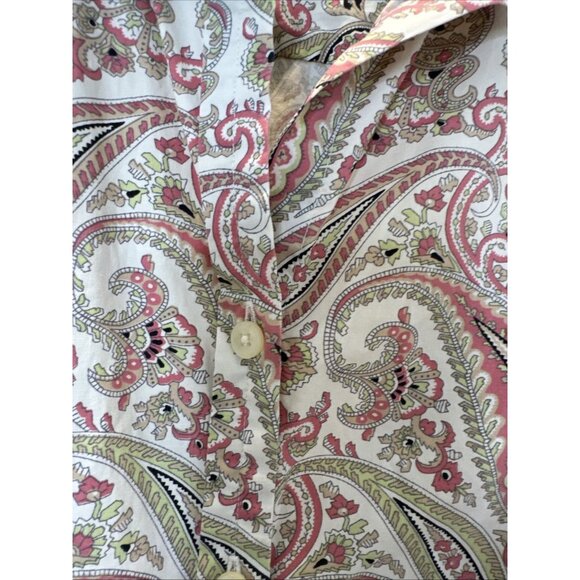 Charter Club Shirt Womens 12 Button Up Collared Long Sleeved Paisley Pink Green - Picture 4 of 13